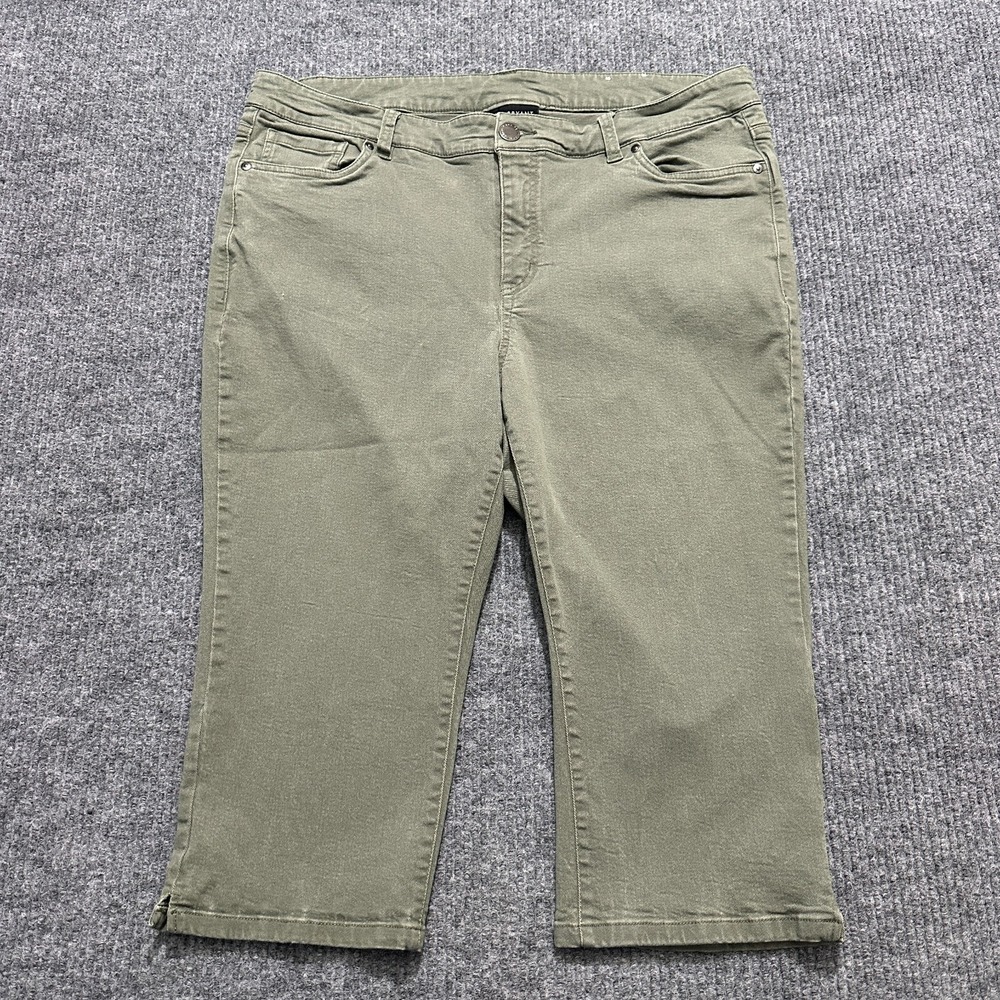 Lane Bryant Womens Capri‎ Jeans 18 Green Denim Cotton Stretch High Rise